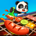 Cute Panda Cooks Food